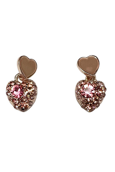 KESNUP Σκουλαρίκια καρδιά με κρύσταλλα, για παιδιά, ροζ