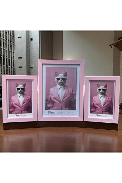 Peramari Decorative Wooden Art Triple Picture Frame Pink