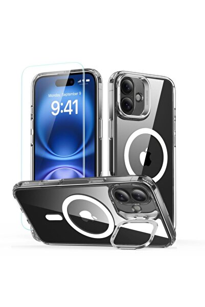 ESR [360° Package] iPhone 16 Plus Classic Hybrid HaloLock Kickstand Case + Film, Transparent