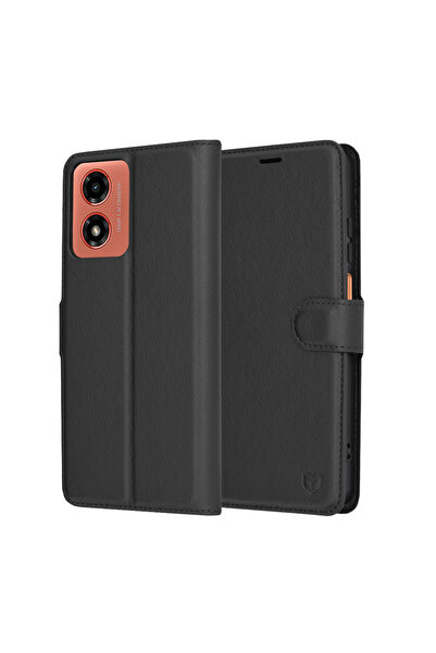Techsuit Husa Motorola Moto G04 Leather Folio, negru