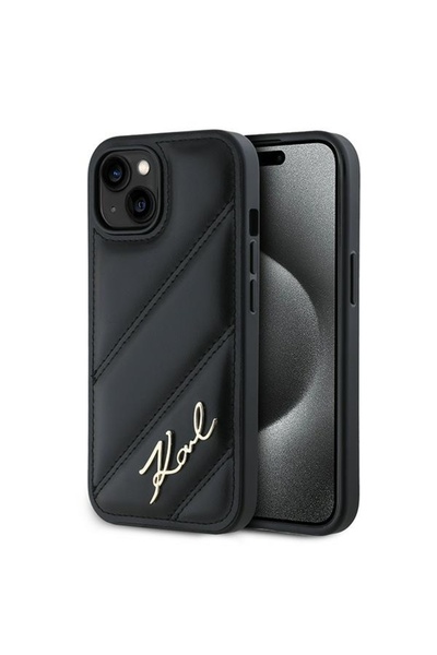 Karl Lagerfeld Husa iPhone 15 Plus Karl Lagerfeld Diagonal Quilted Script, ne...