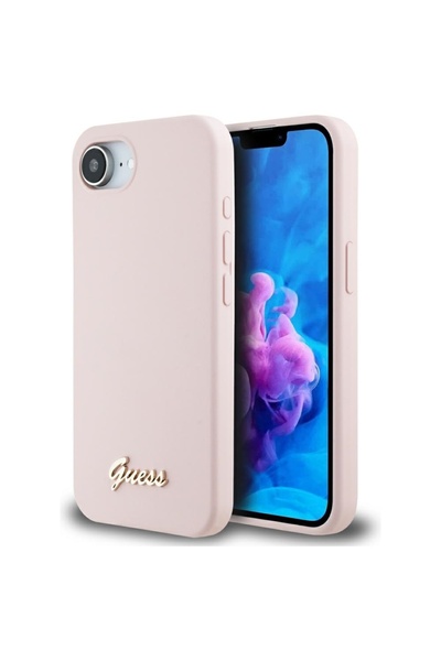 Guess Husa iPhone 16e Silicone Script Metal Logo, roz, GUHMPSE4SMBSLP