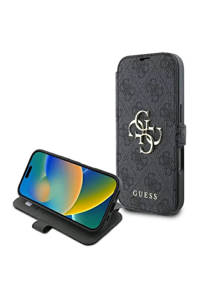 Guess Husa tip carte iPhone 16 Book 4G, negru, GUBKP16S4GMGGR