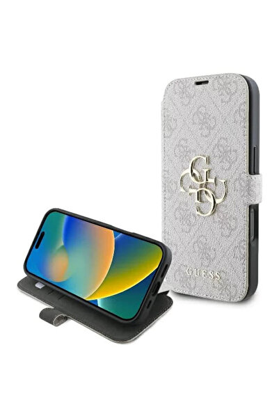 Guess Husa tip carte iPhone 16 Plus Book 4G, roz, GUBKP16M4GMGPII