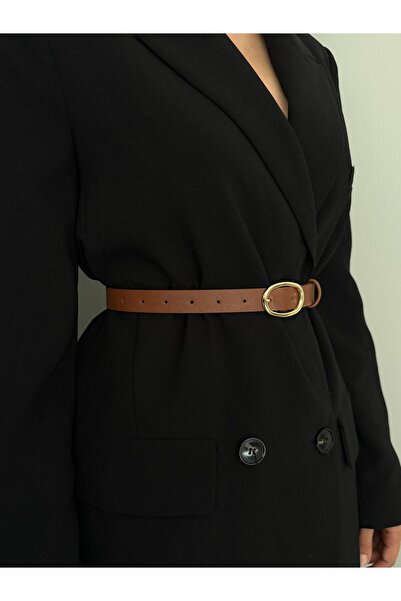LİA KEMER Oval Gold Buckle Belt