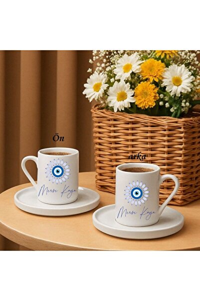 Hediye Vakti Nazar Boncuklu Kişiye Özel Türk Kahvesi Fincanı – İsim Yazılı He...