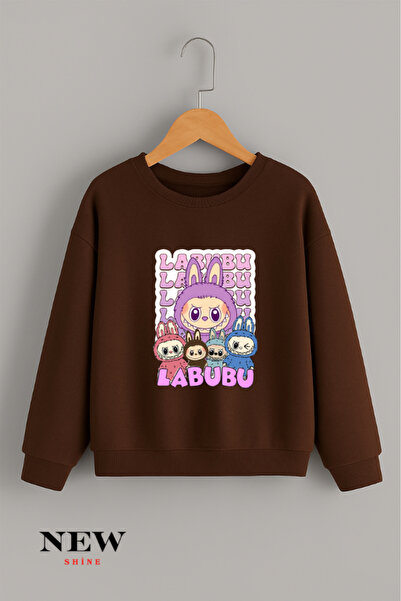 New Shine Labubu Печатна унисекс детска велосипедна блуза с качулка