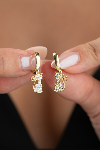 Silvano Jewelry 925 Ayar Gümüş Kedi Küpe