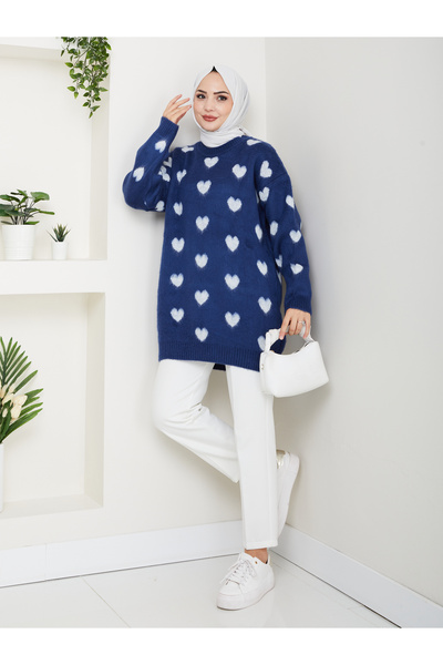 Kirazgym Tricotaj cu model de inimă Yumoş ip Pulover tunică