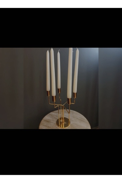 zepce design Altılı Metal Gold Şamdan mumluk