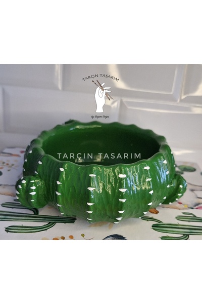 tarçın tasarım by gizem bağcı El Yapımı Yuvarlak Kaktüs Saksı,Dekoratif (HAND...