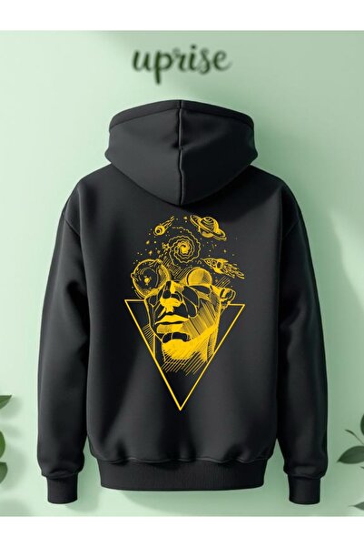 Vordevia Hanorac Planet cu imprimeu Cotton 3 Thread O supradimensionat