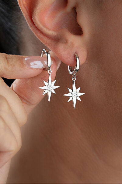 Silvano Jewelry 925 Ayar Gümüş Kutup Yıldızı Küpe