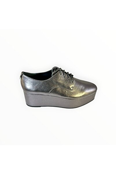 Calvin Klein Derby Flatform Leather Shoes Gunmetal Size 39 EU