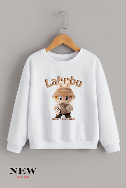 New Shine Labubu Печатна унисекс детска велосипедна блуза с качулка