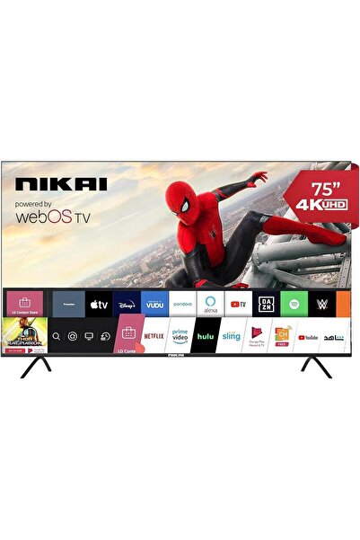 Nikai تلفزيون ذكي 75 بوصة 4K LED Ultra HDR UHD WebOS من سلسلة Platinum