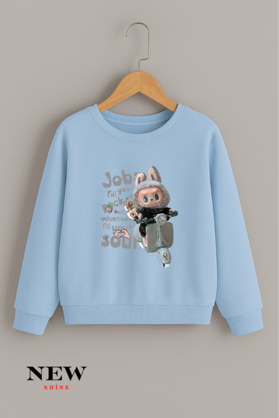 New Shine Labubu Štampano Unisex Dječja okrugla kragna Dukserica