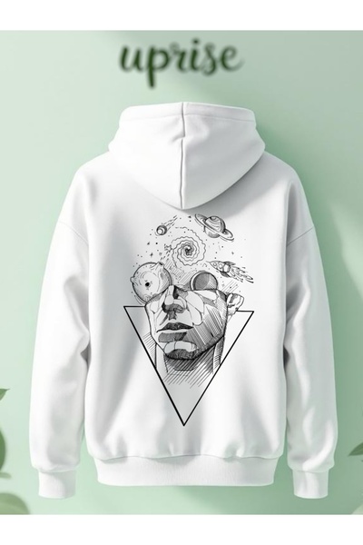 Vordevia Hanorac Planet cu imprimeu Cotton 3 Thread O supradimensionat