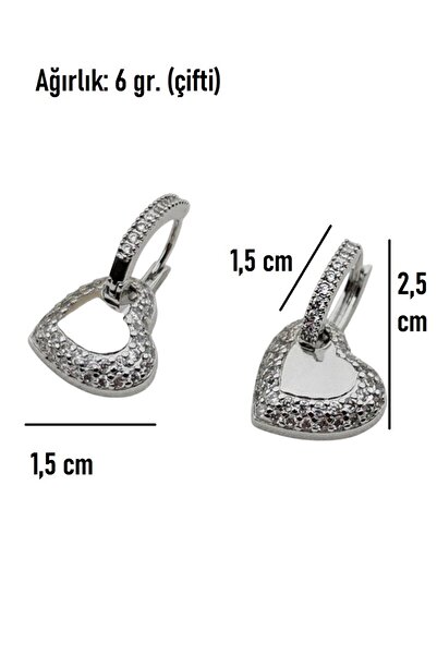 Siya Silver Special Series Tarnish-Free Steel Zircon Stone Heart Earrings - 1.5 cm
