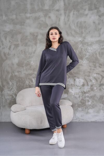 AGORATEKSTİL طقم نسائي من القماش الكريستالي المخطط من الأسفل إلى الأعلى، سويت...