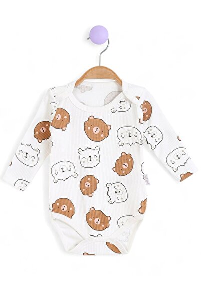 Egelite Bear Printed Long Sleeve Baby Snap-On Bodysuit, Bodysuit, Undershirt 0-3 Years Old