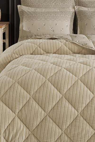 Otelonia Striped Jacquard Wellsoft Single Sleeping Set with Elastic Sheet 3 Pieces