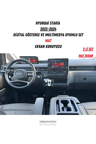 UniqAnatolia مجموعة متوافقة مع العدادات الرقمية والوسائط المتعددة لسيارة هيونداي ستاريا 2023-2024 مع واقي شاشة غير لامع