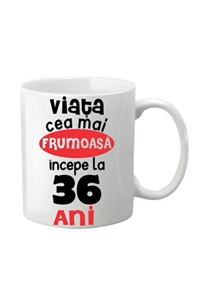T&M Personalizare Cană personalizată - 36 de ani, viața începe la..., albă, 3...