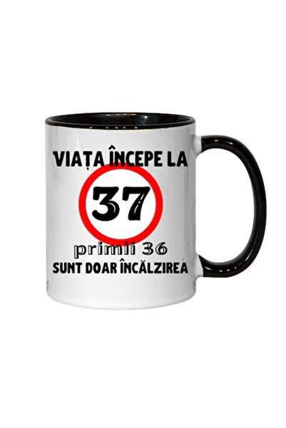 T&M Personalizare Cană personalizată - Viața începe la 37 de ani, interior ne...