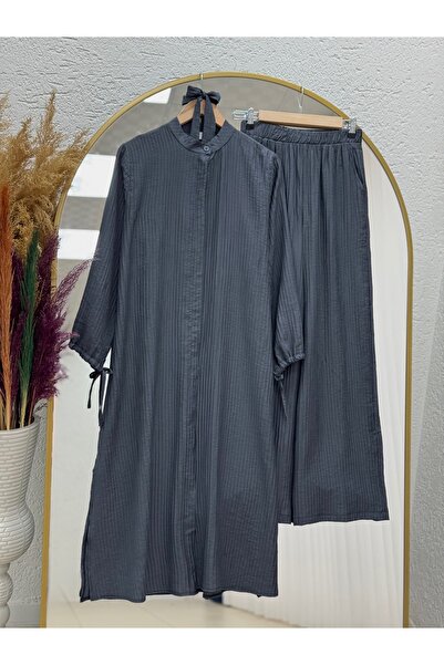 BENAHOLL Σετ μακρύ παντελόνι με κρυφό κορδόνι στον αστράγαλο Halona-EK592.3 Ανθρακί