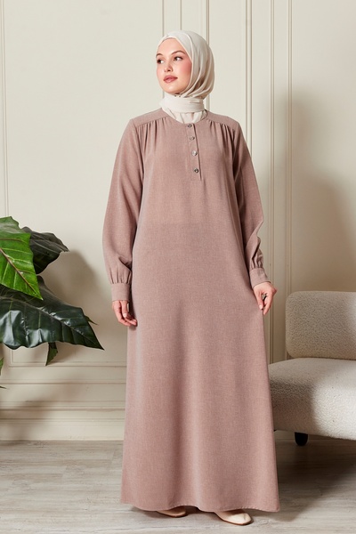fistan Shirt Roba Front Buttoned Loose Sand Crepe Dress Hijab Dress Mother's Dress Prayer Dress