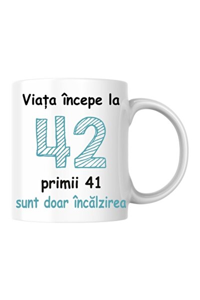 T&M Personalizare Cană personalizată - Viața începe la 42 de ani, v2, Alb, 33...