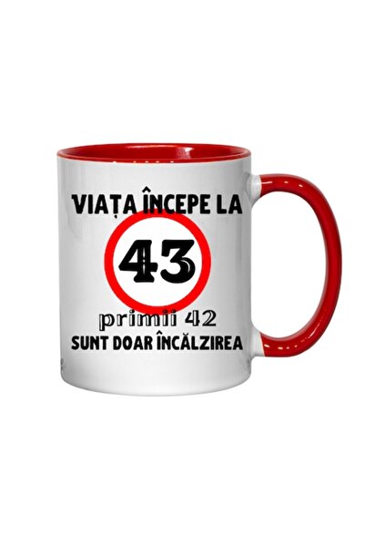 T&M Personalizare Cană personalizată - Viața începe la 43 de ani, interior ro...