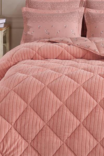 Otelonia Striped Jacquard Wellsoft Single Sleeping Set with Elastic Sheet 3 Pieces