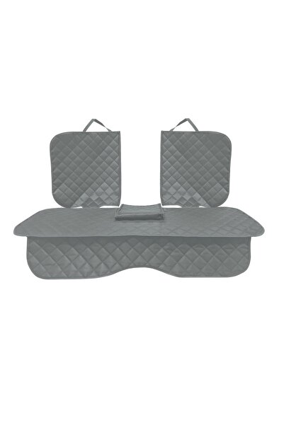 Metru Patrat Quilted car seat cover for rear seats with armrest cutout, gray, waterproof, washable