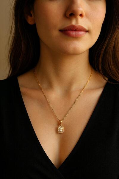 xesha قلادة أنيقة من الفولاذ مرصعة بحجر الزركون، قلادة فائقة الأناقة لا تفقد ...