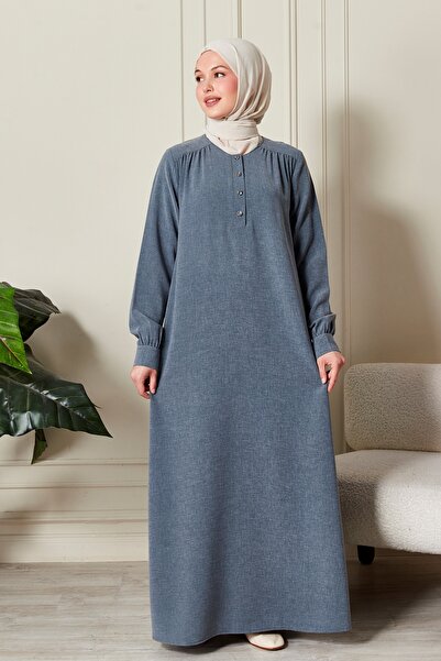 fistan Πουκάμισο Roba με κουμπιά μπροστά, φαρδύ φόρεμα από κρεπ, χιτζάμπ, φόρεμα για τη μητέρα, φόρεμα προσευχής