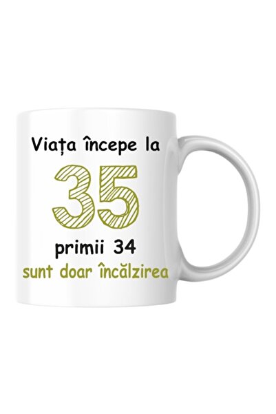 T&M Personalizare Cană personalizată - Viața începe la 35 de ani, v2, Alb, 330ml