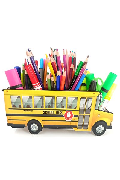 TuraLazerKesim Suport pentru stilouri din lemn pentru autobuz școlar, cutie p...