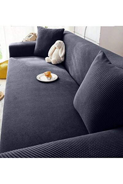 AKBU Lycra Stretch Elastic Flexible Washable Square Pattern Three-Person Denim Cover Seat Cover