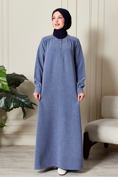 fistan Πουκάμισο Roba με κουμπιά μπροστά, φαρδύ φόρεμα από κρεπ, χιτζάμπ, φόρεμα για τη μητέρα, φόρεμα προσευχής