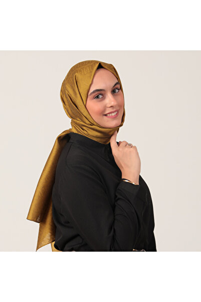 ipekistanbul Шерстяний шовковий шарф - Ланцюговий візерунок - Оливково-зелений