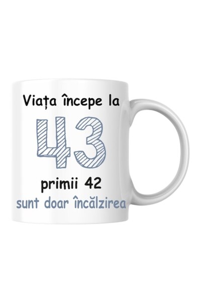 T&M Personalizare Cană personalizată - Viața începe la 43 de ani, v2, albă, 3...