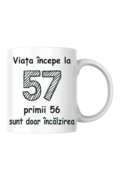 T&M Personalizare Cană personalizată - Viața începe la 57 de ani, v2, albă, 3...