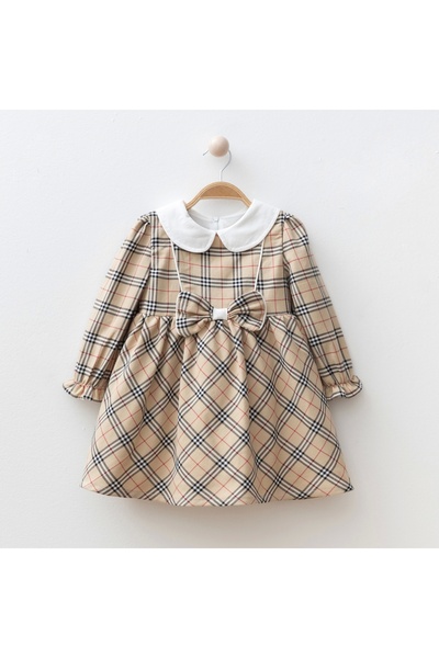 My Lusa baby wear Plaid Pattern Bow Detailed Baby Girl Dress
