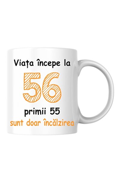 T&M Personalizare Cană personalizată - Viața începe la 56 de ani, v2, albă, 3...