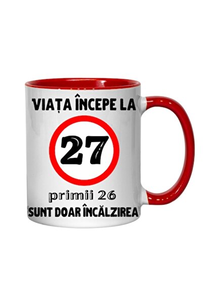 T&M Personalizare Personalized Mug - Life begins at 27 years, red, 330 ml