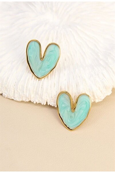 Tudivanyu Aksesuar Turquoise Heart Earrings