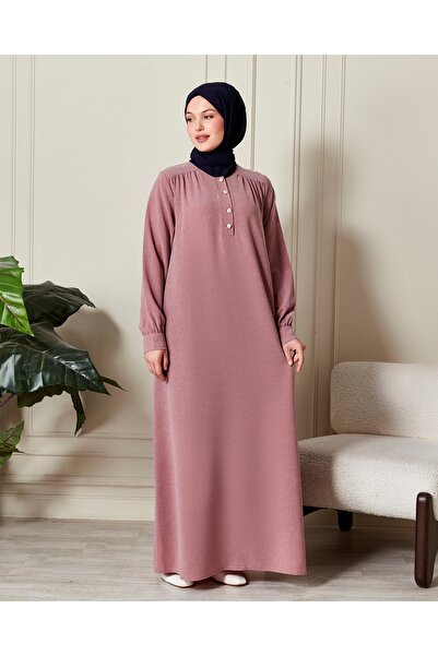 fistan Πουκάμισο Roba με κουμπιά μπροστά, φαρδύ φόρεμα από κρεπ, χιτζάμπ, φόρεμα για τη μητέρα, φόρεμα προσευχής