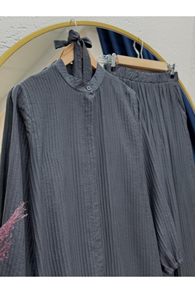 BENAHOLL Σετ μακρύ παντελόνι με κρυφό κορδόνι στον αστράγαλο Halona-EK592.3 Ανθρακί